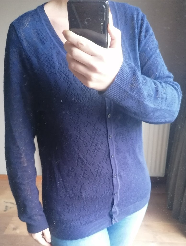 Donkerblauwe vest met knoopjes - Maat L, Maat 42/44 (L), Zo goed als nieuw, C&A, Verzenden