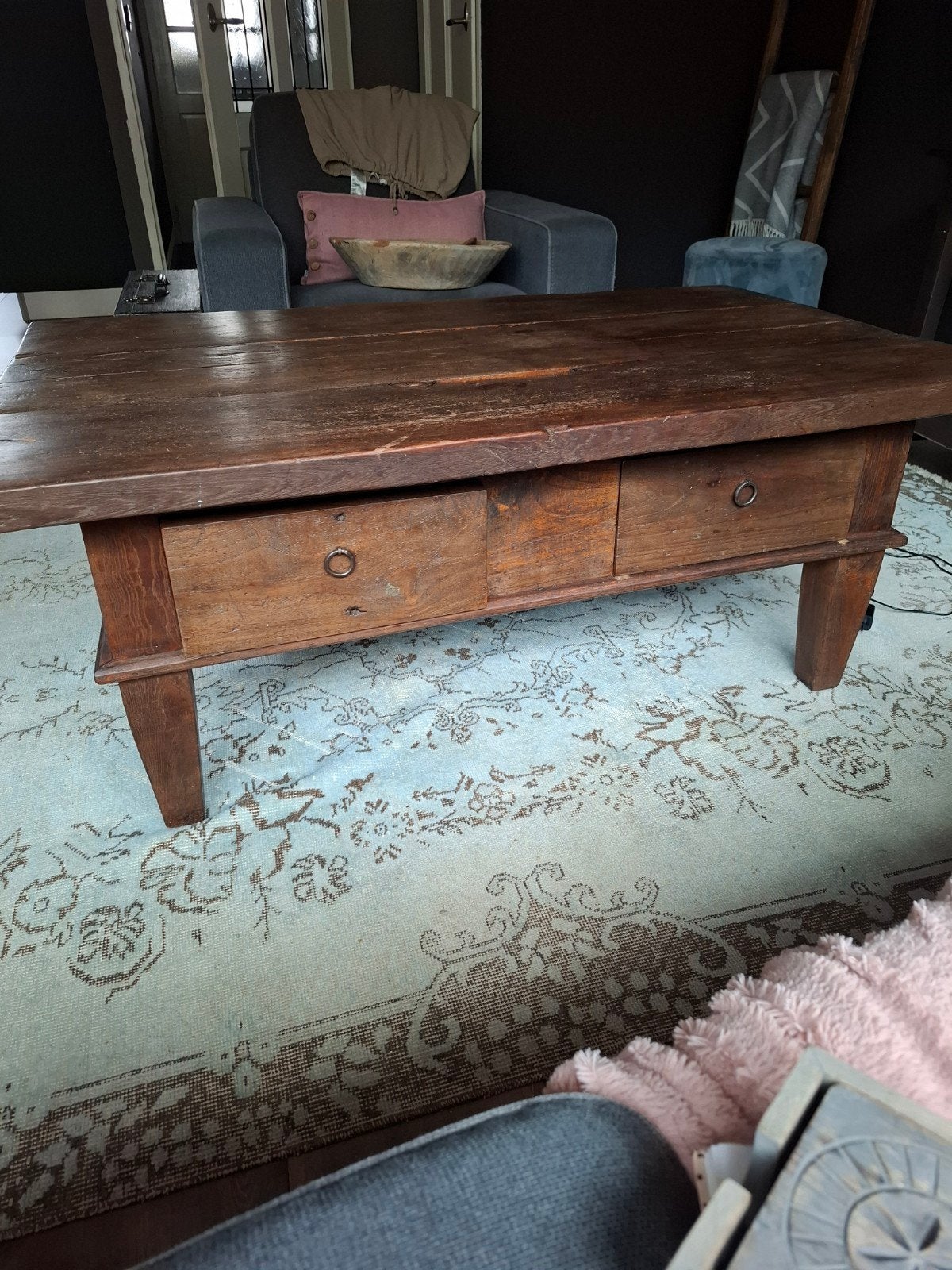 Nostalgische tafel., Ophalen, Rechthoekig, 100 tot 150 cm, 50 tot 100 cm