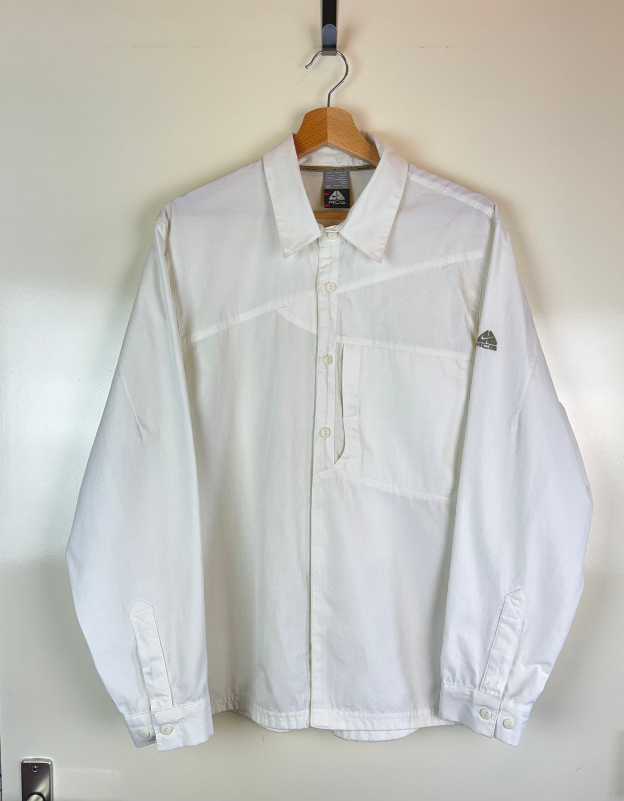 NIKE ACG Vintage Techno Overshot Shirt Jacket Y2K Opium M, Ophalen of Verzenden, Zo goed als nieuw, Wit, Halswijdte 39/40 (M)