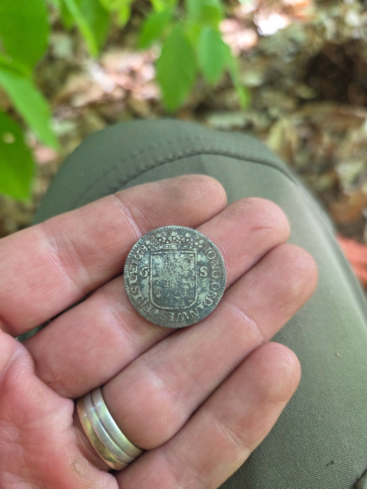 Bodemvondst 6 stuiverstuk Scheepjesschelling 1678, Ophalen of Verzenden, Vóór koninkrijk, Overige waardes