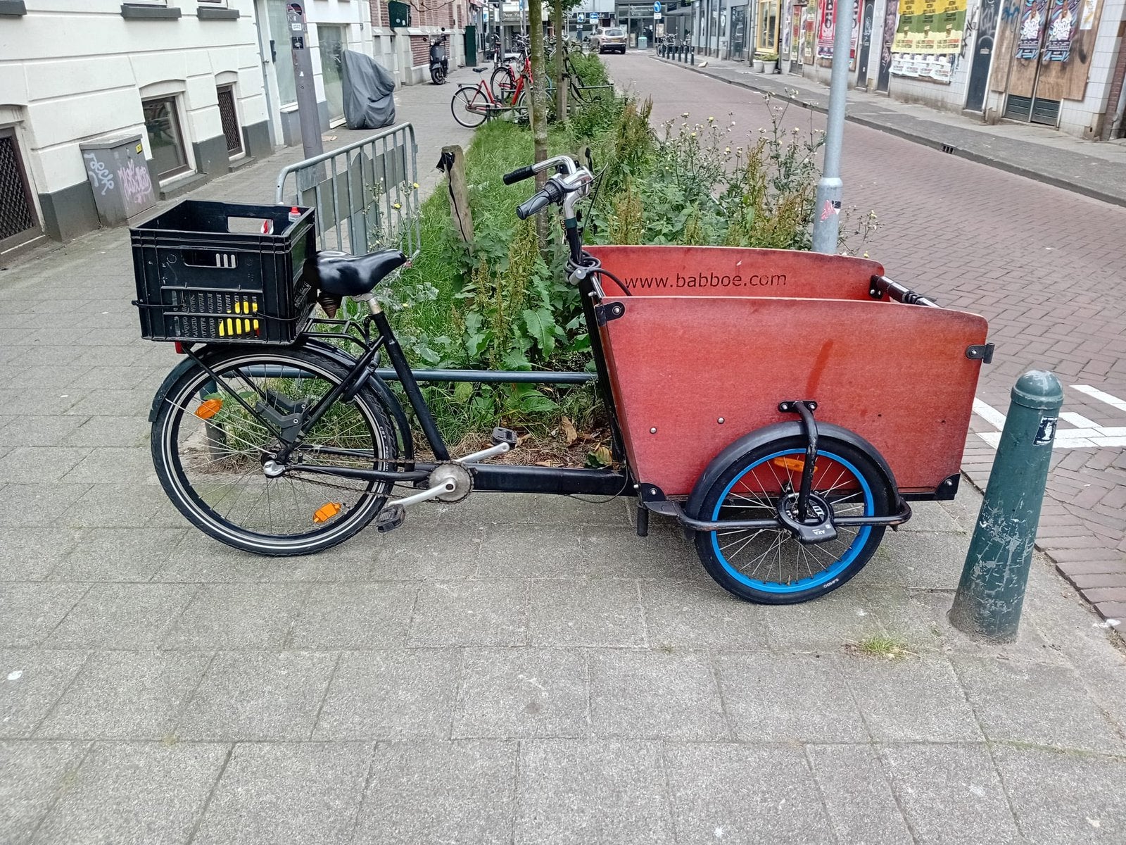 originele babboe big bakfiets (driewieler) met krat achterop, Gebruikt, Ophalen, Overige merken, 4 kinderen of meer