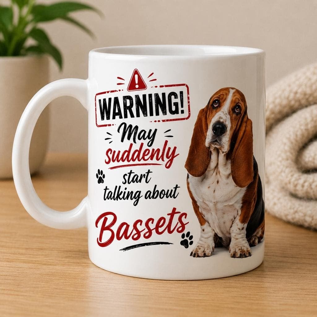 Basset Hound Warning mok, Verzenden, Nieuw