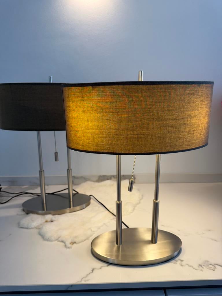 2 x Lucide lamp rvs bruin grijs h 50 cm, b 40 cm, Ophalen of Verzenden, Zo goed als nieuw, Metaal