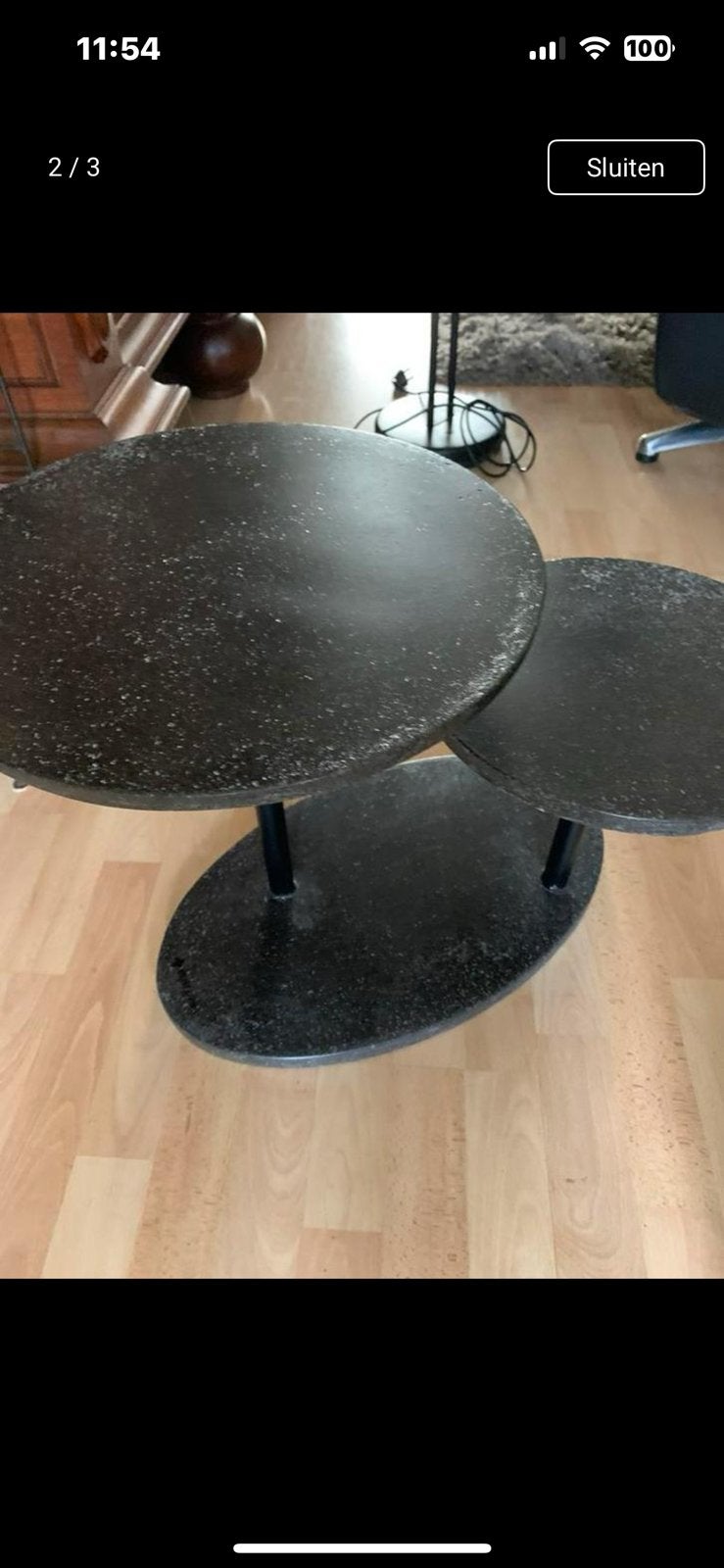 Salon/bijzettafel gekocht bij de Troubadour., Ophalen, Zo goed als nieuw, Rond, 50 tot 100 cm