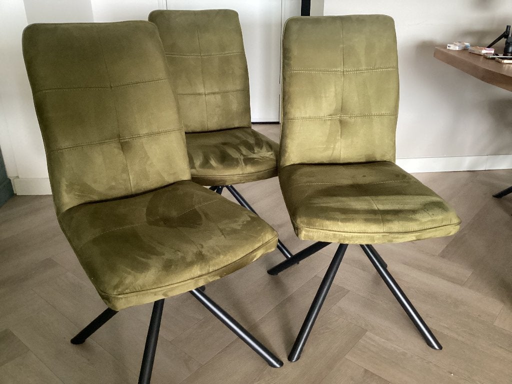 Set van 6 groene eetkamerstoelen met handgreep, Ophalen, Gebruikt, Overige kleuren, Metaal