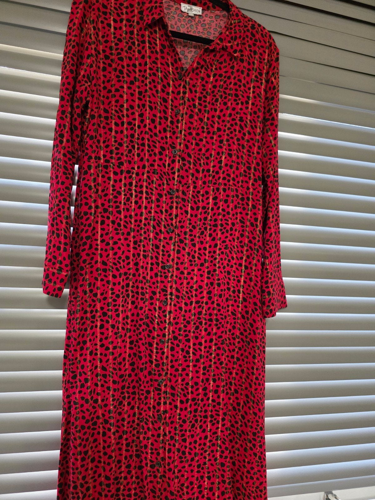 UpFashion rode jurk met luipaardprint, Maat 38/40 (M), UpFashion, Ophalen of Verzenden, Zo goed als nieuw