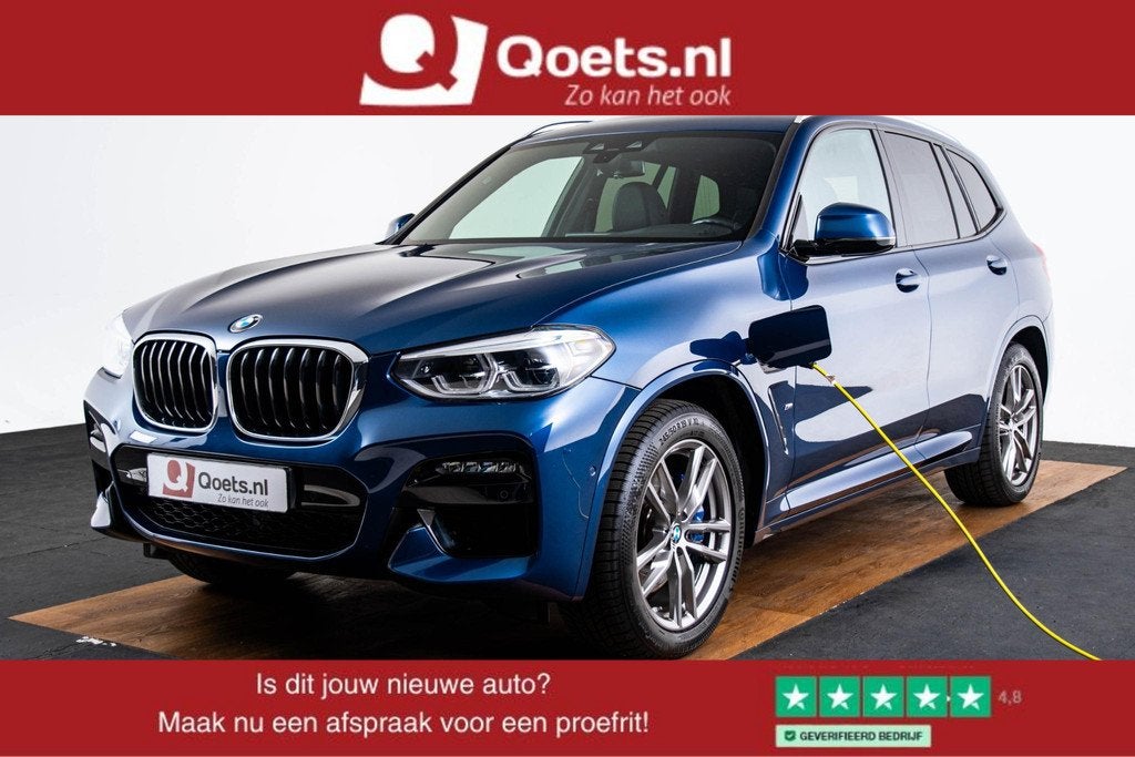 BMW X3 xDrive30e High Executive M Sport - Trekhaak - Panoram, Auto's, BMW, Gebruikt, 4 cilinders, Blauw, Leder en Stof