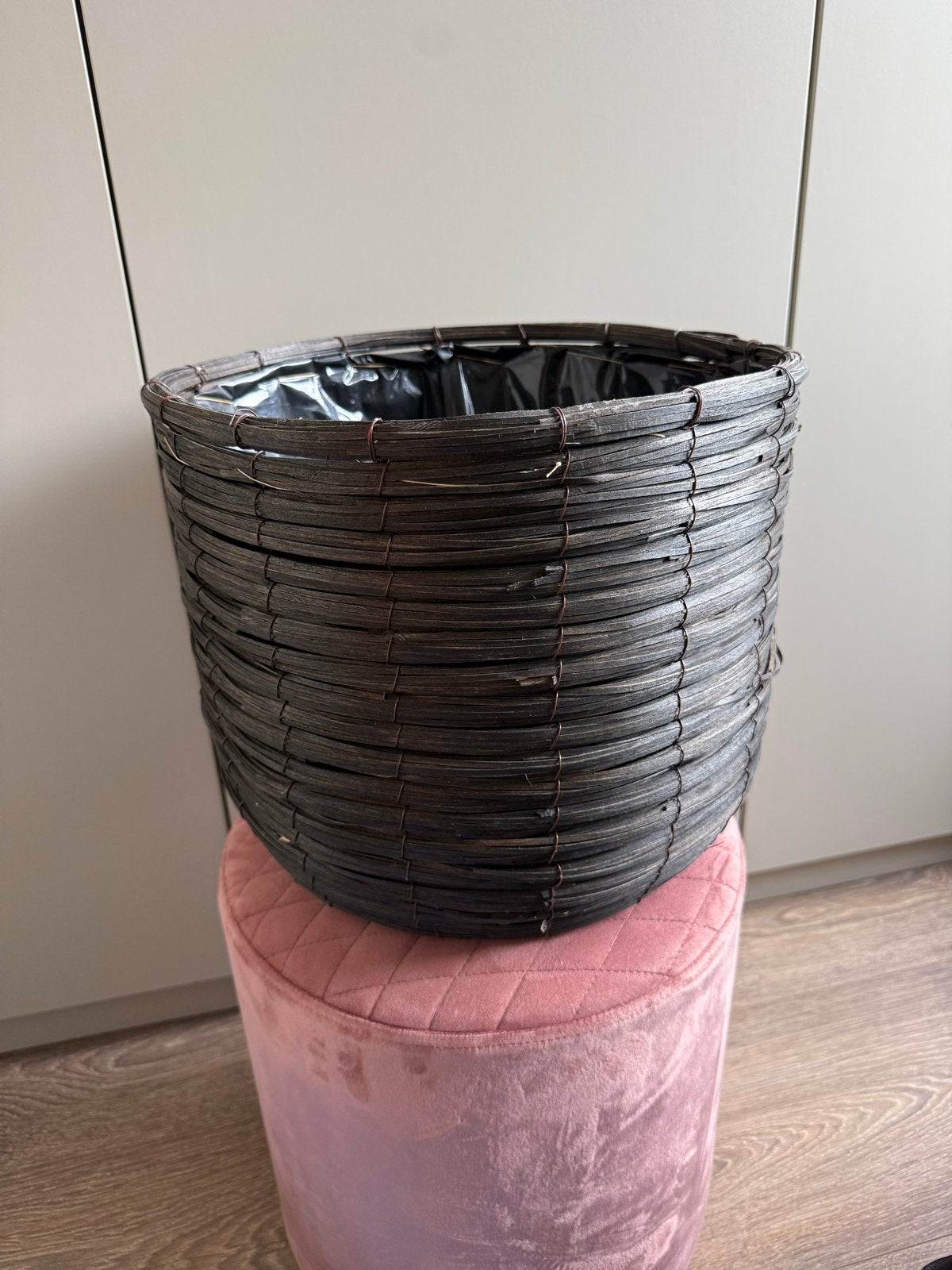 Rieten plantenmand - Stijlvol en duurzaam, Ophalen, Gebruikt, Gevlochten, Rond