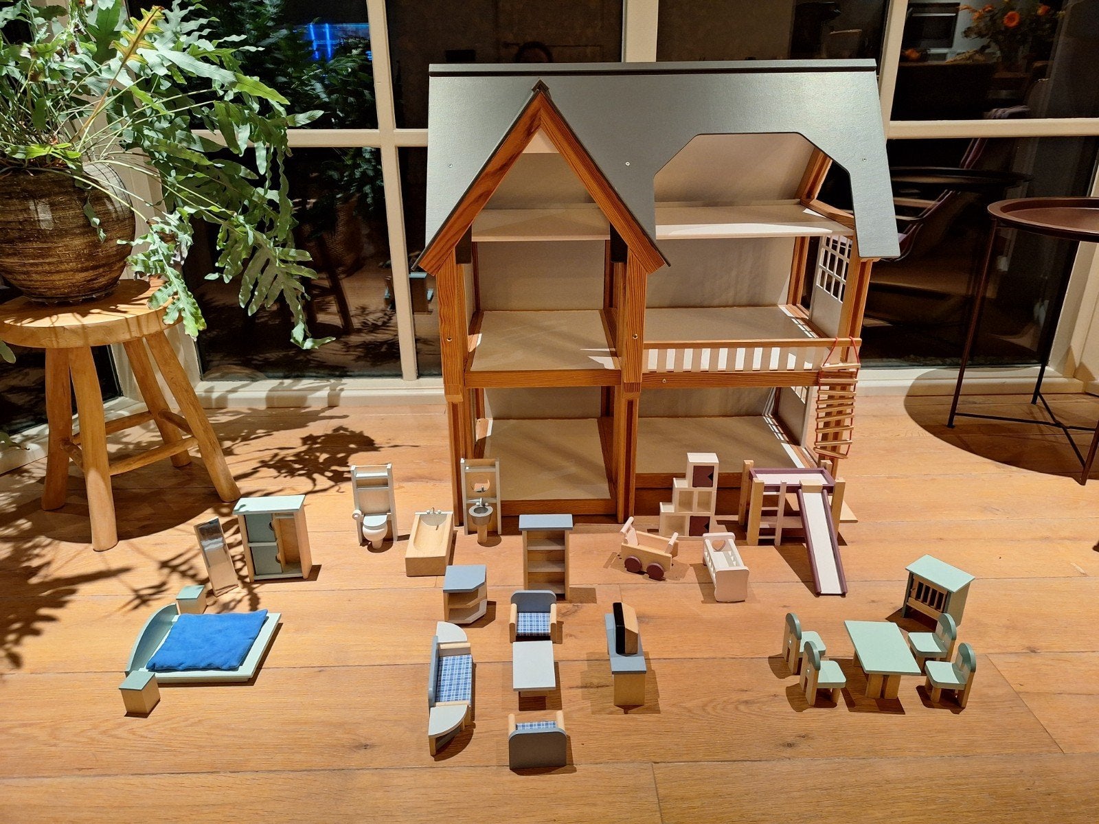 Selecta Poppenhuis DIY XL extra groot Geverfd met Meubels, Ophalen, Poppenhuis