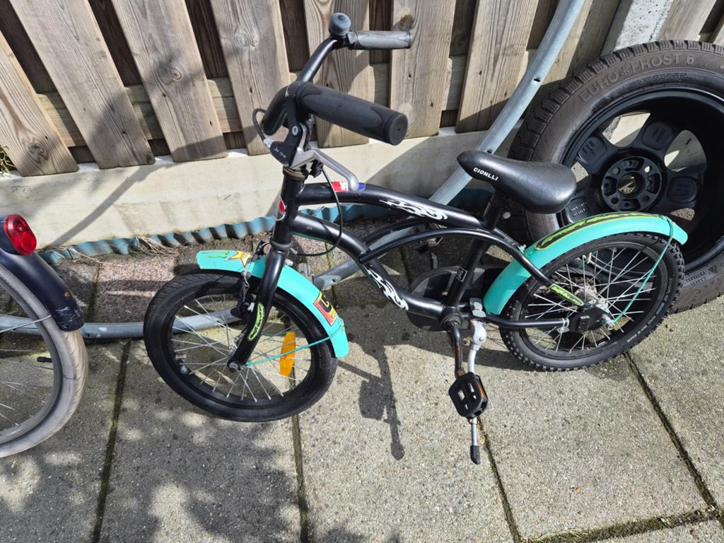Kinderfiets - Jongensfiets - Zwart/Turquoise, Ophalen, Terugtraprem, Minder dan 16 inch, Gebruikt