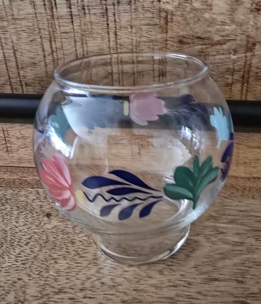 3 Boerenbont glazen waxinelicht houder, Glas of Glazen, Nieuw, Ophalen of Verzenden, Glas
