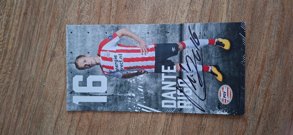 Spelerskaart met handtekening Dante Rigo # PSV, Ophalen of Verzenden, Nieuw, PSV, Spelerskaart