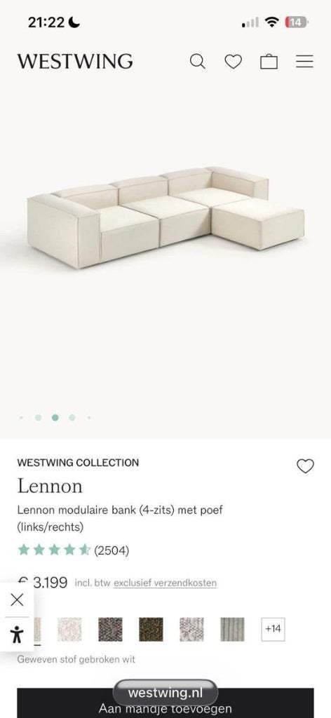 Westwing bank Lennon, Ophalen, Nieuw