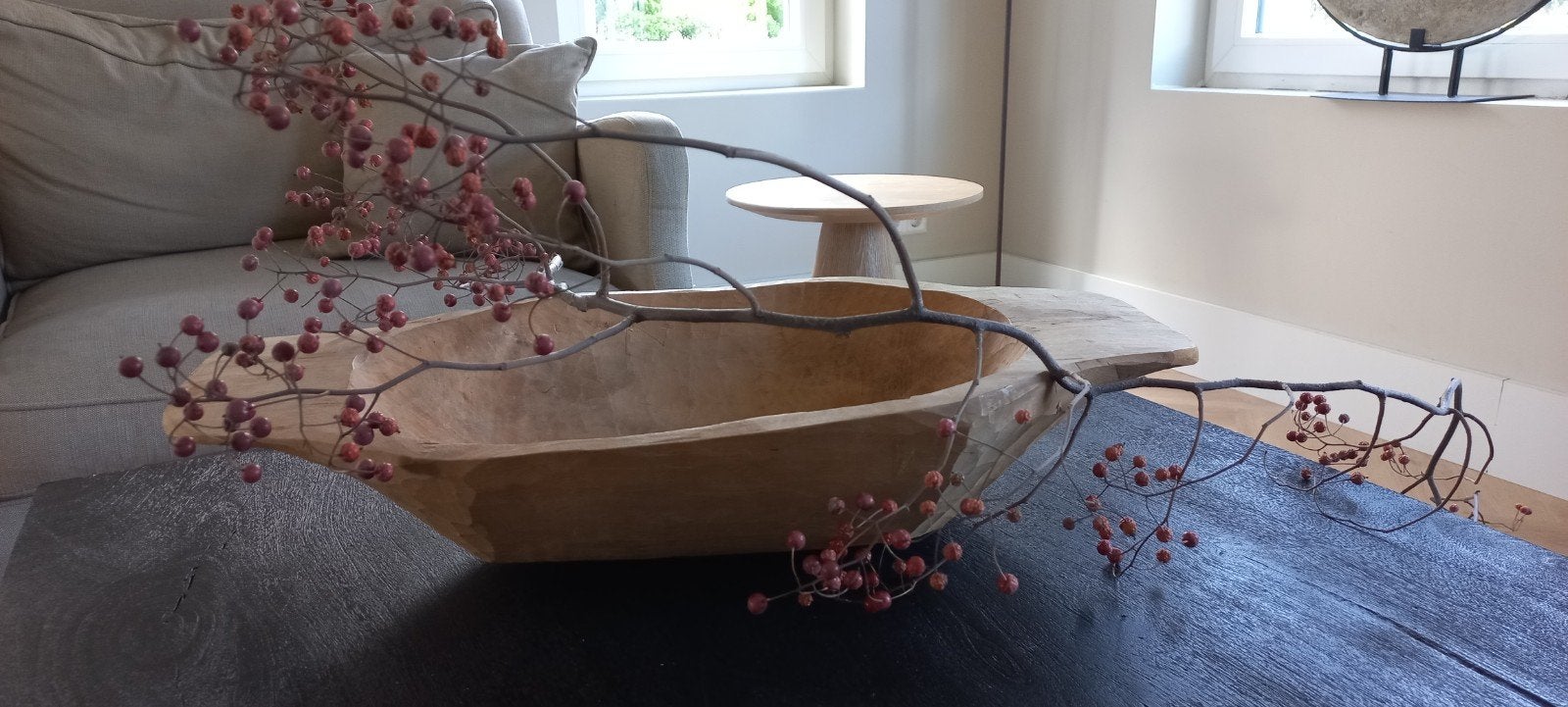 Grote houten trog ~ 60 cm breed, Huis en Inrichting, Ophalen, Rond, Hout
