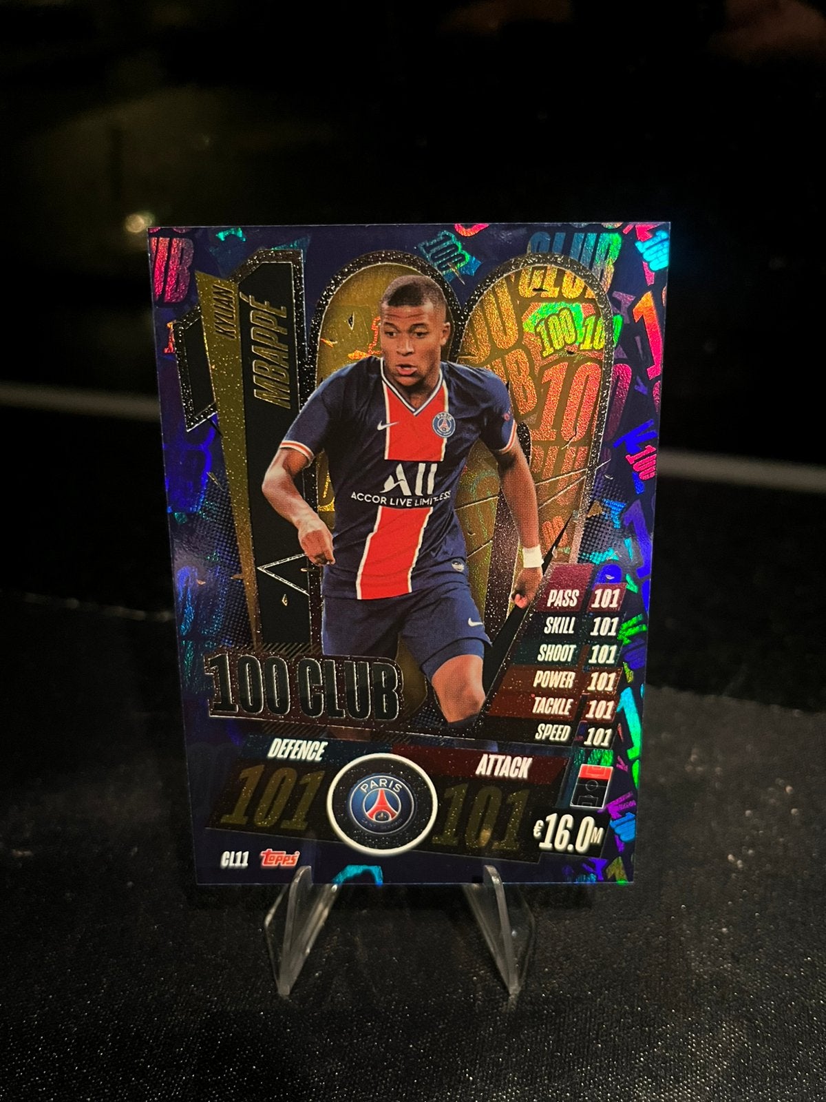 Topps Match Attax Mbappé 100 Club PSG, Ophalen of Verzenden, Zo goed als nieuw, Plaatje
