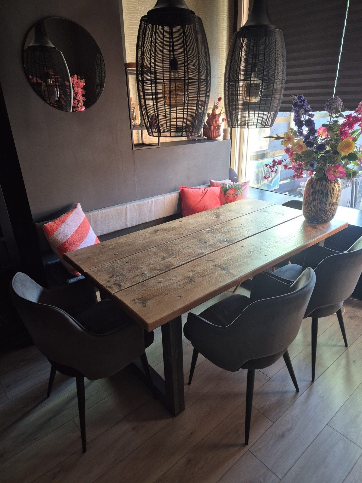Mooie robuuste eettafel, Ophalen, Rechthoekig, 200 cm of meer, 50 tot 100 cm