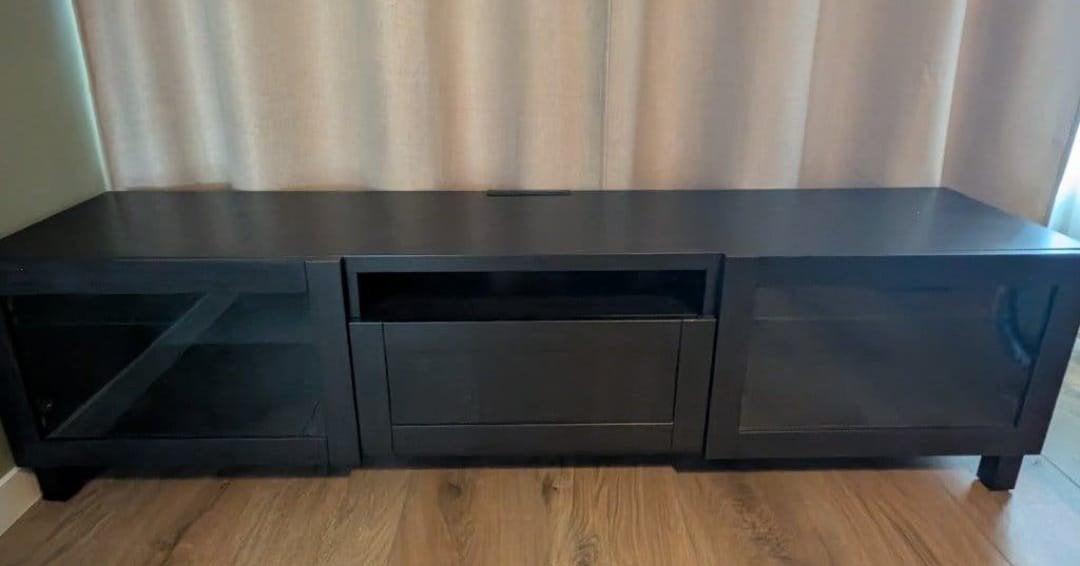 Tv meubel ikea Besta zwartbruin deuren ALLEN DEUREN, Ophalen, Zo goed als nieuw, 25 tot 50 cm, Minder dan 100 cm