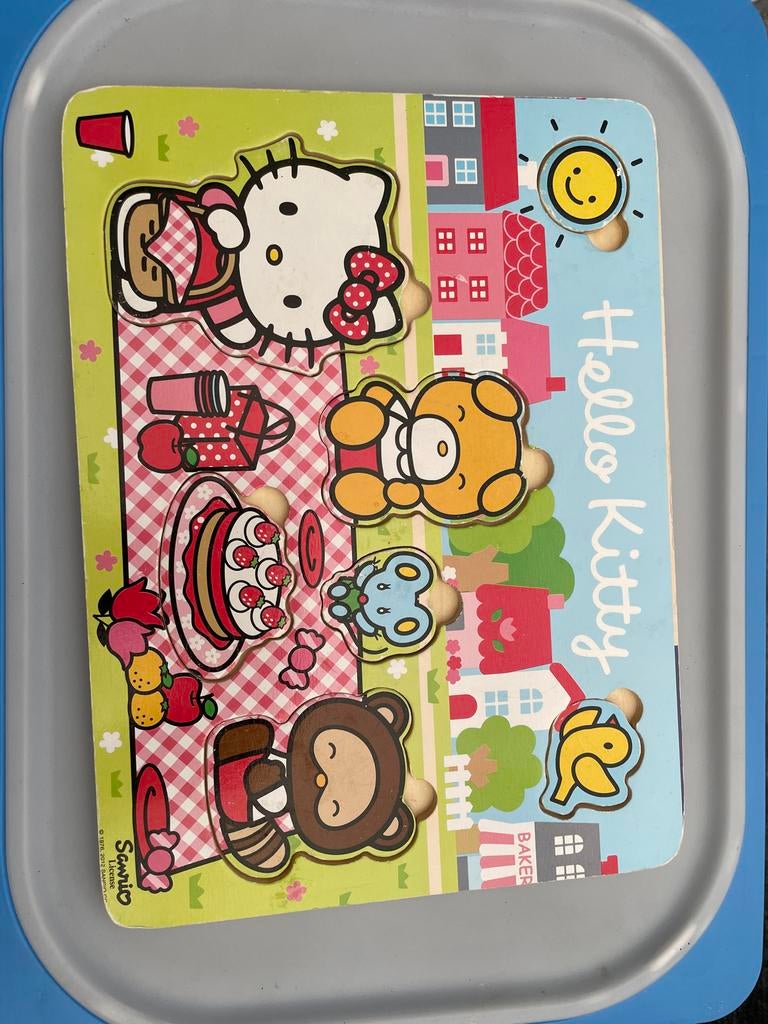Houten Puzzels: Hello Kitty, Prinses en Woezel & Pip, 2 tot 4 jaar, Gebruikt, Ophalen of Verzenden, Van hout