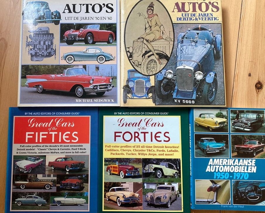 Set van 5 autoboeken: Amer. Klassiekers & Vintages ('30-'60), Boeken, Auto's | Boeken, Ophalen, Zo goed als nieuw