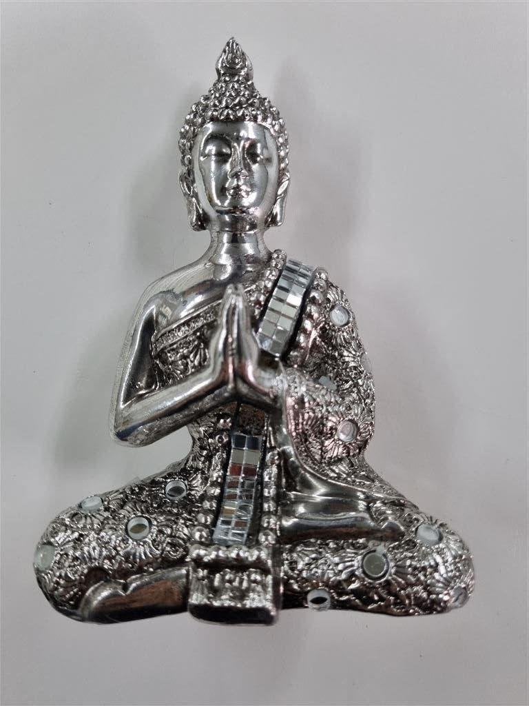 Thaise Buddha met reflecterende zilverkleurige meditatiedoek, Ophalen of Verzenden, Nieuw, Overige kleuren