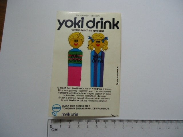 sticker oud YOKI Drink NMU Melkunie melk man srv melkman, Verzamelen, Stickers, Verzenden, Zo goed als nieuw, Bedrijf of Vereniging