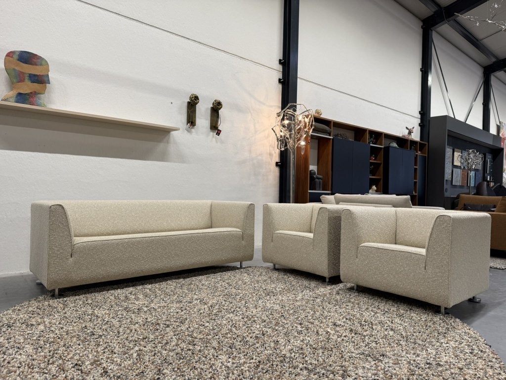Nieuw Gelderland 4800 2,5 zits bank Zero stof Creme fauteuil, 150 tot 200 cm, Ophalen of Verzenden, Rechte bank, Info@gelderlanddesign.com