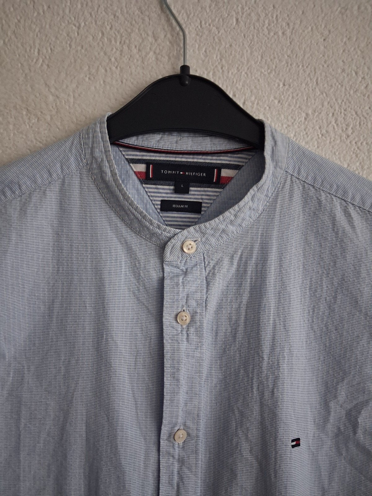 Tommy Hilfiger overhemd met mandarijnkraag - Lichtblauw, Blauw, Tommy Hilfiger, Ophalen of Verzenden, Zo goed als nieuw