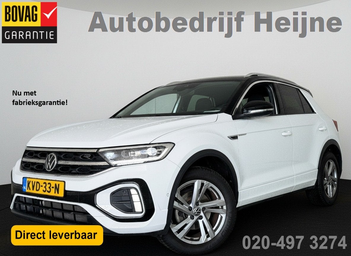 Volkswagen T-Roc TSI 110PK R-LINE BUSINESS CAMERA/MASSAGE/IQ, Auto's, Gebruikt, Automatische klimaatregeling, Leder en Stof, Wit