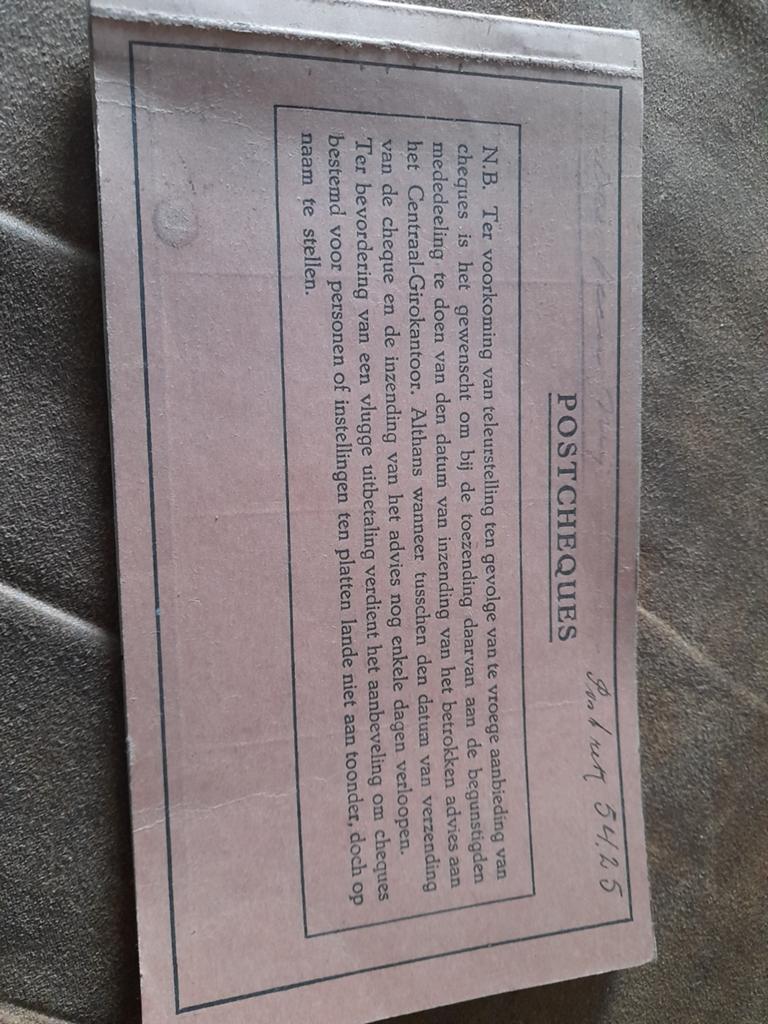 Oud Postcheques Boekje - J. Neuzing 1925, Verzamelen, Ophalen of Verzenden, 1920 tot 1940, Nederland, Knipsel(s)