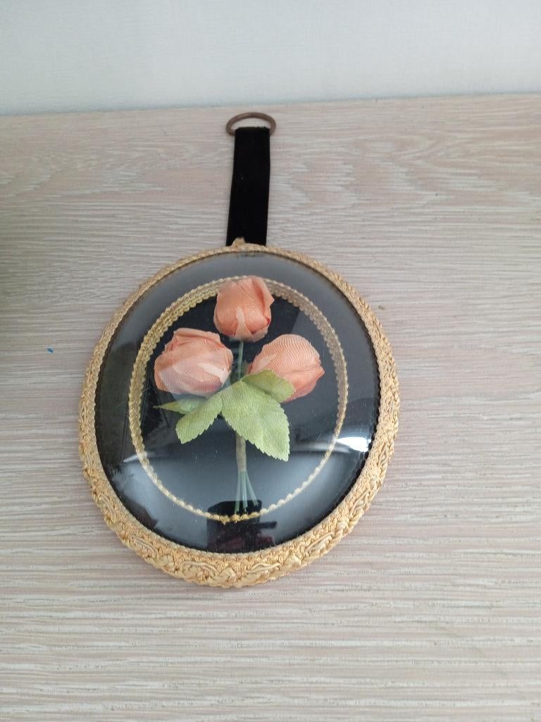 vintage ovalen kader met bolglas, Ophalen of Verzenden, Zo goed als nieuw, Hout