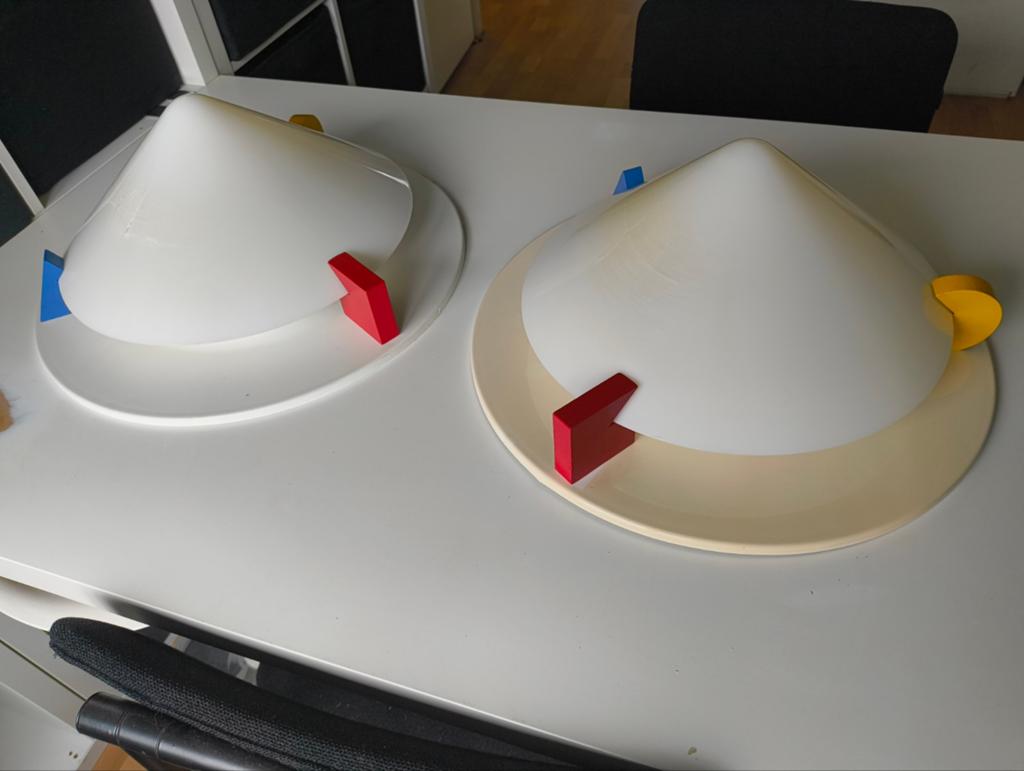 2 vintage IKEA STOJA plafondlampen – jaren 80 Memphis-stijl, Ophalen, Gebruikt