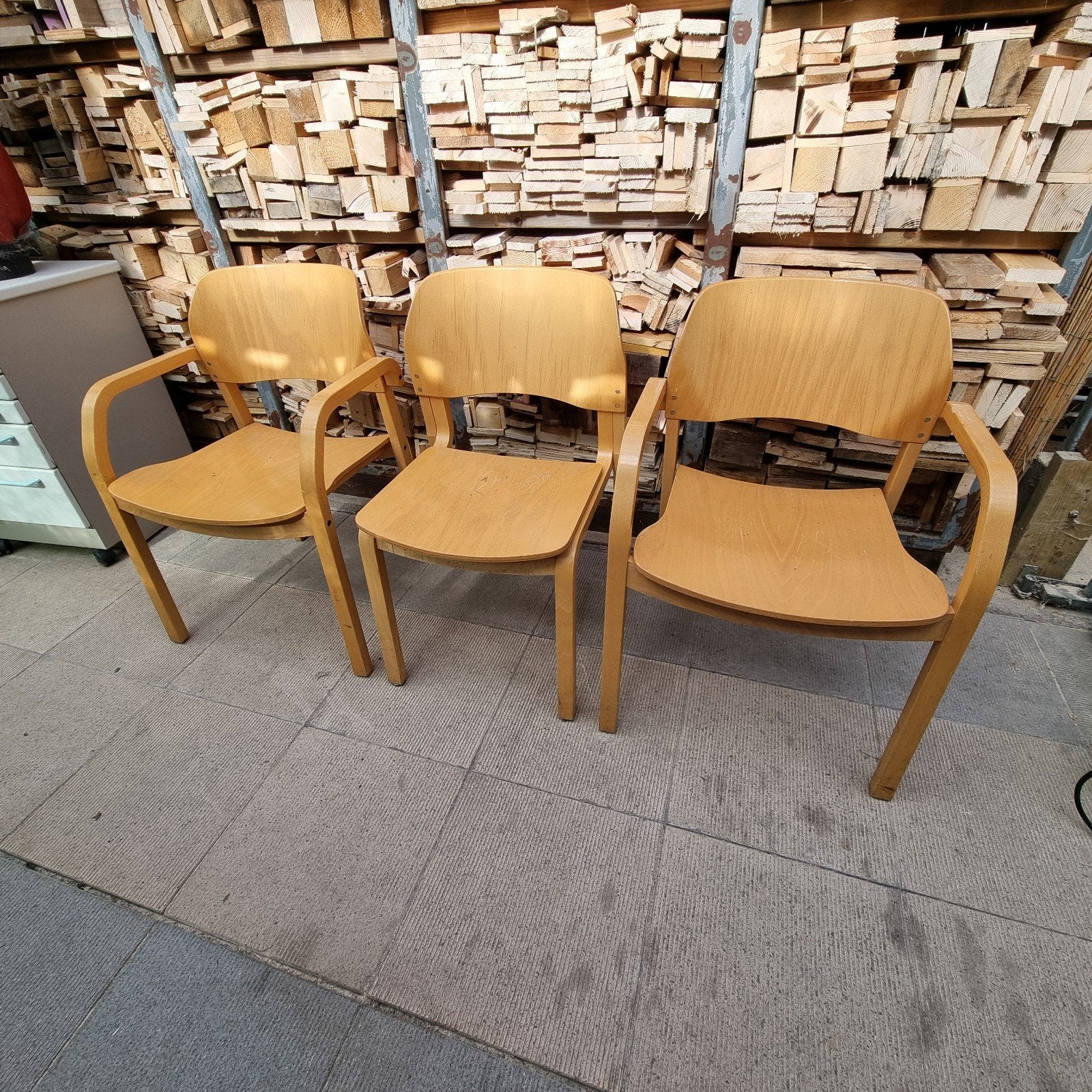 3 Deense Dining table chairs mid century stoelen, Huis en Inrichting, Ophalen, Bruin, Vijf, Zes of meer stoelen
