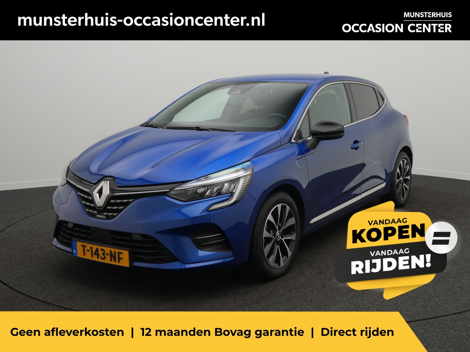 Renault Clio 1.6 E-Tech Full Hybrid 145 Techno - Occasion Le, Auto's, 28 km/l, Gebruikt, Blauw, Origineel Nederlands