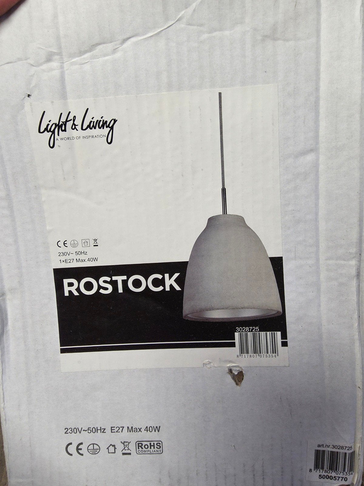 4x Light & Living ROSTOCK hanglamp betonlook NIEUW, Ophalen, Overige materialen, Hanglamp, Nieuw