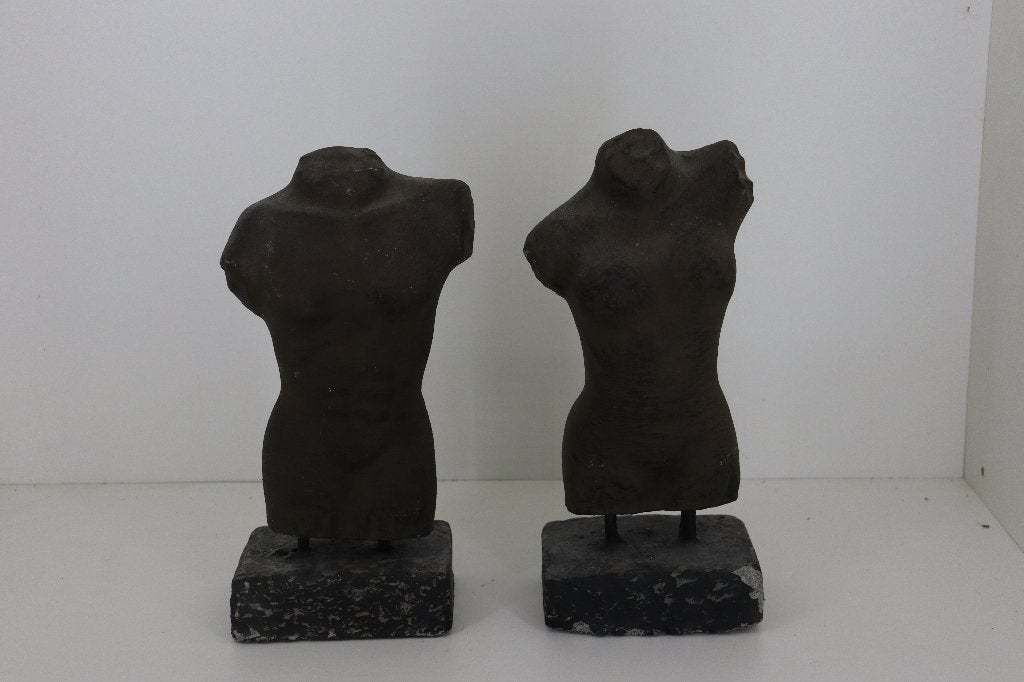 Prachtige set betonnen torso beelden (Man & Vrouw), Ophalen of Verzenden, Zo goed als nieuw, Mens