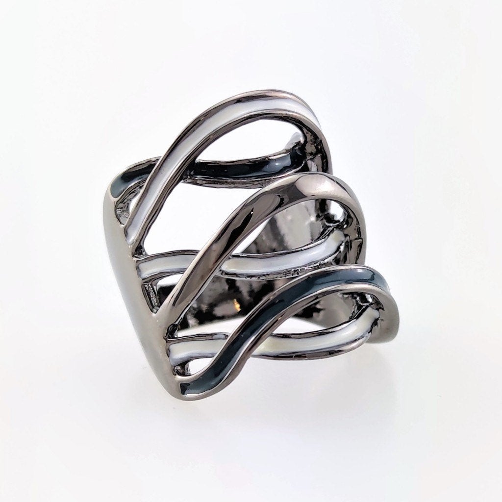 Roestvrij stalen Antrancit Brede Multi-Rail Ring RVS - Dames, 18 tot 19, Birgitta-Gracht 33, 6465 EL Kerkrade, Nederland, Nieuw