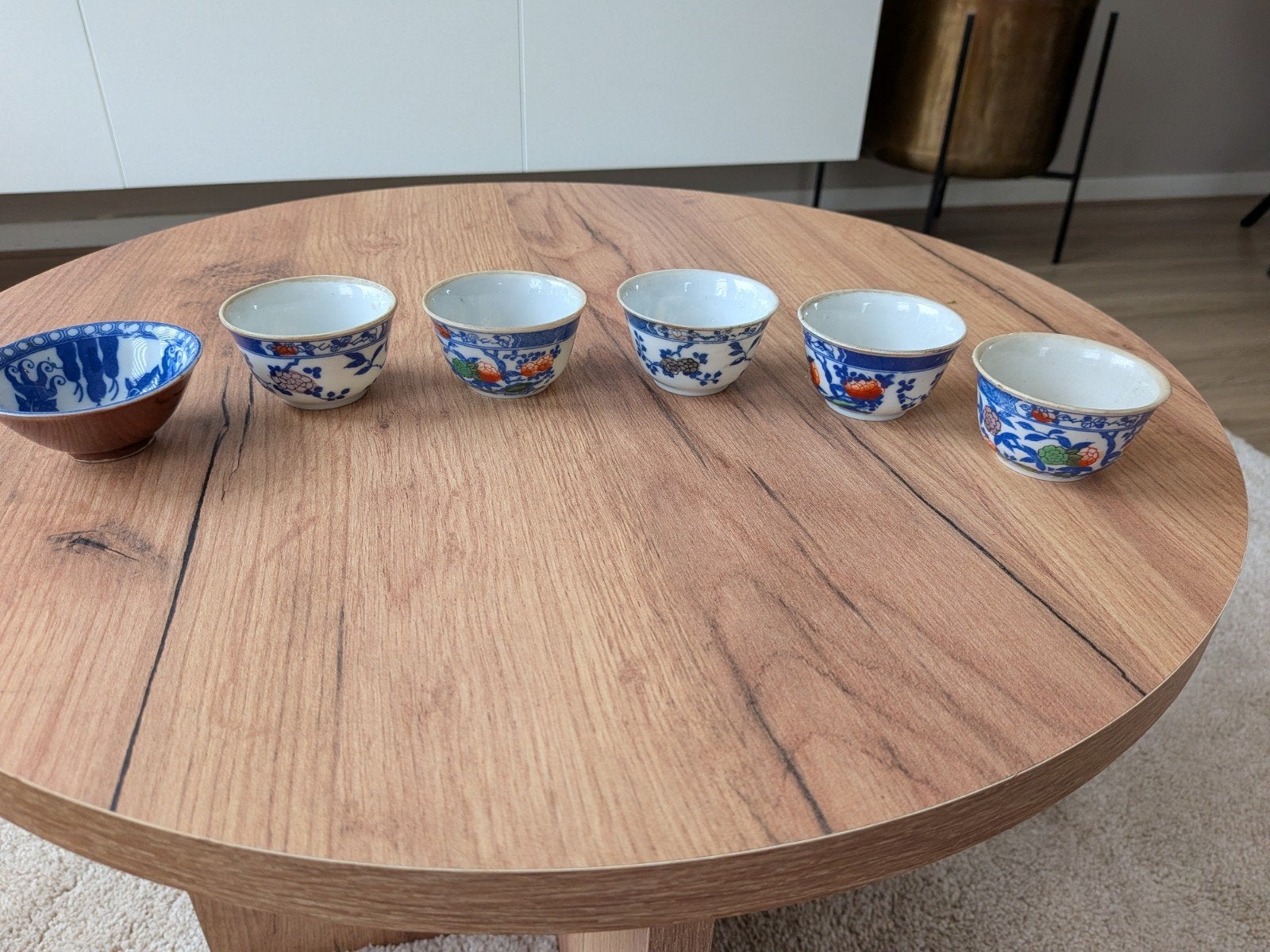Set van 6 Porseleine Chinese theekopjes, Ophalen of Verzenden
