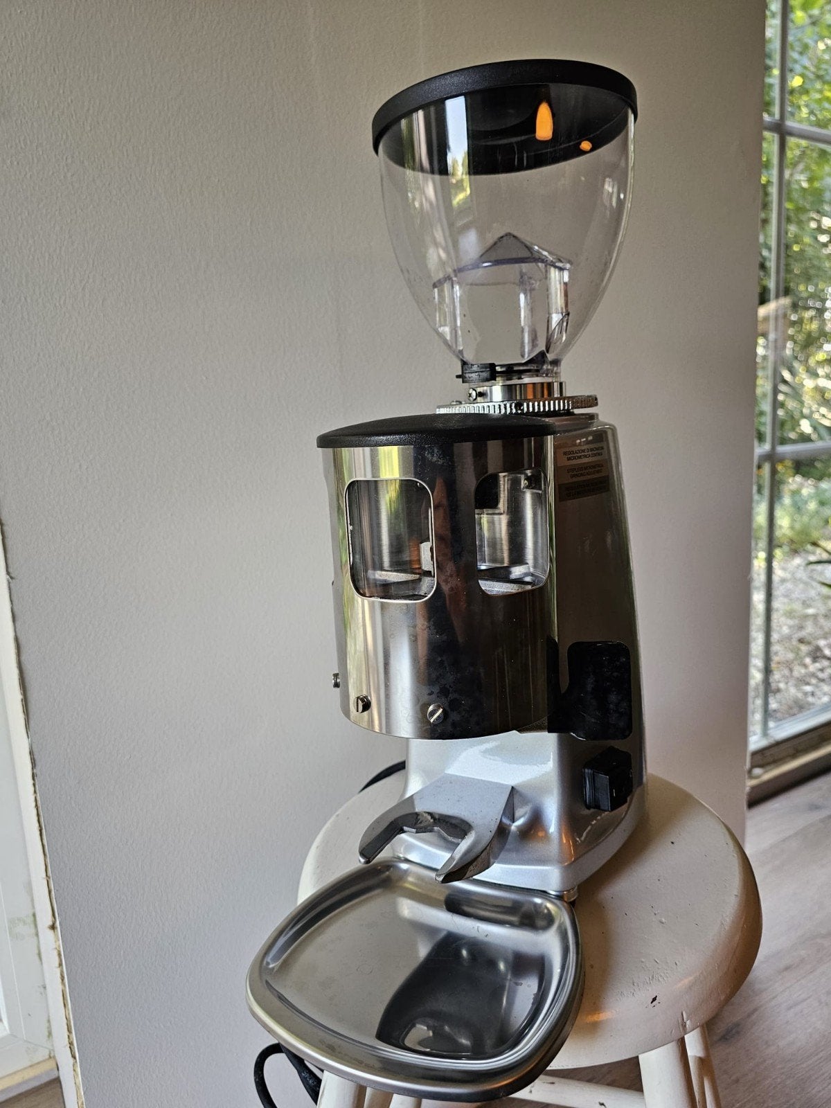 Mazzer Mini Man Koffiemolen -  nieuw, Ophalen, Overige typen, Zilver, Zo goed als nieuw