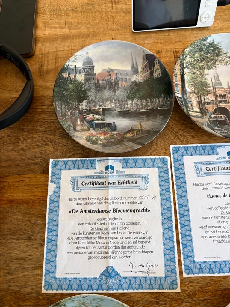 Mosa Sierborden 'De Grachten van Holland' - Koos van Loon, Antiek en Kunst, Ophalen