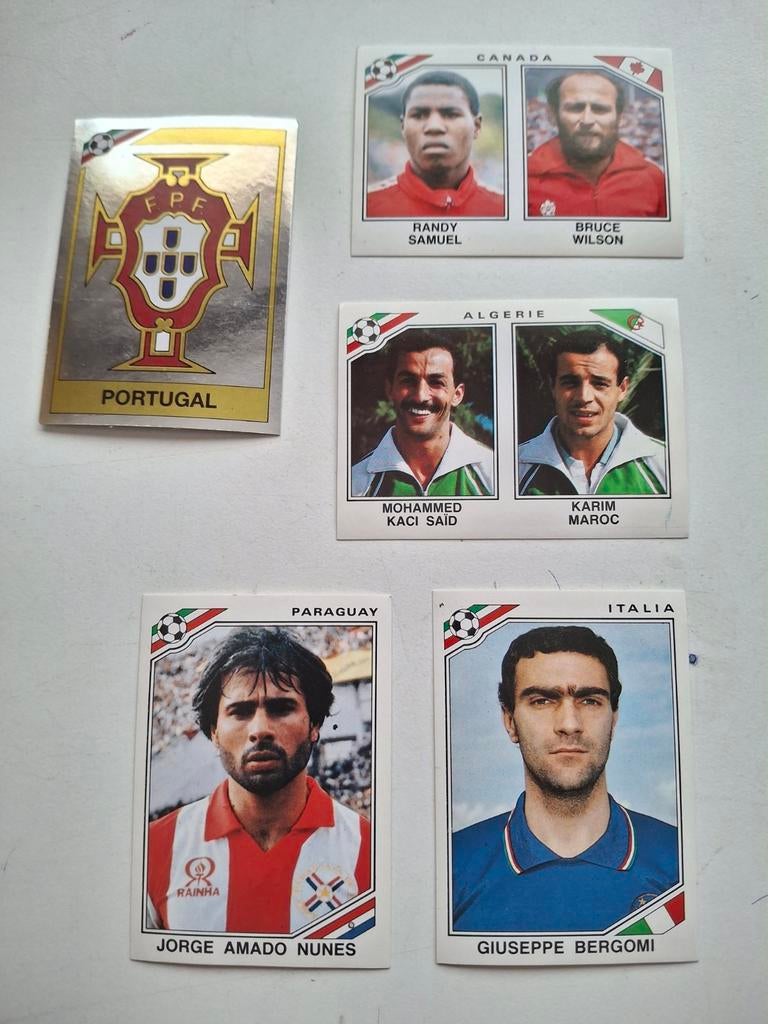 5 Panini voetbalplaatjes Mexico 86, Verzamelen, Ophalen of Verzenden, Zo goed als nieuw, Buitenlandse clubs, Poster, Plaatje of Sticker