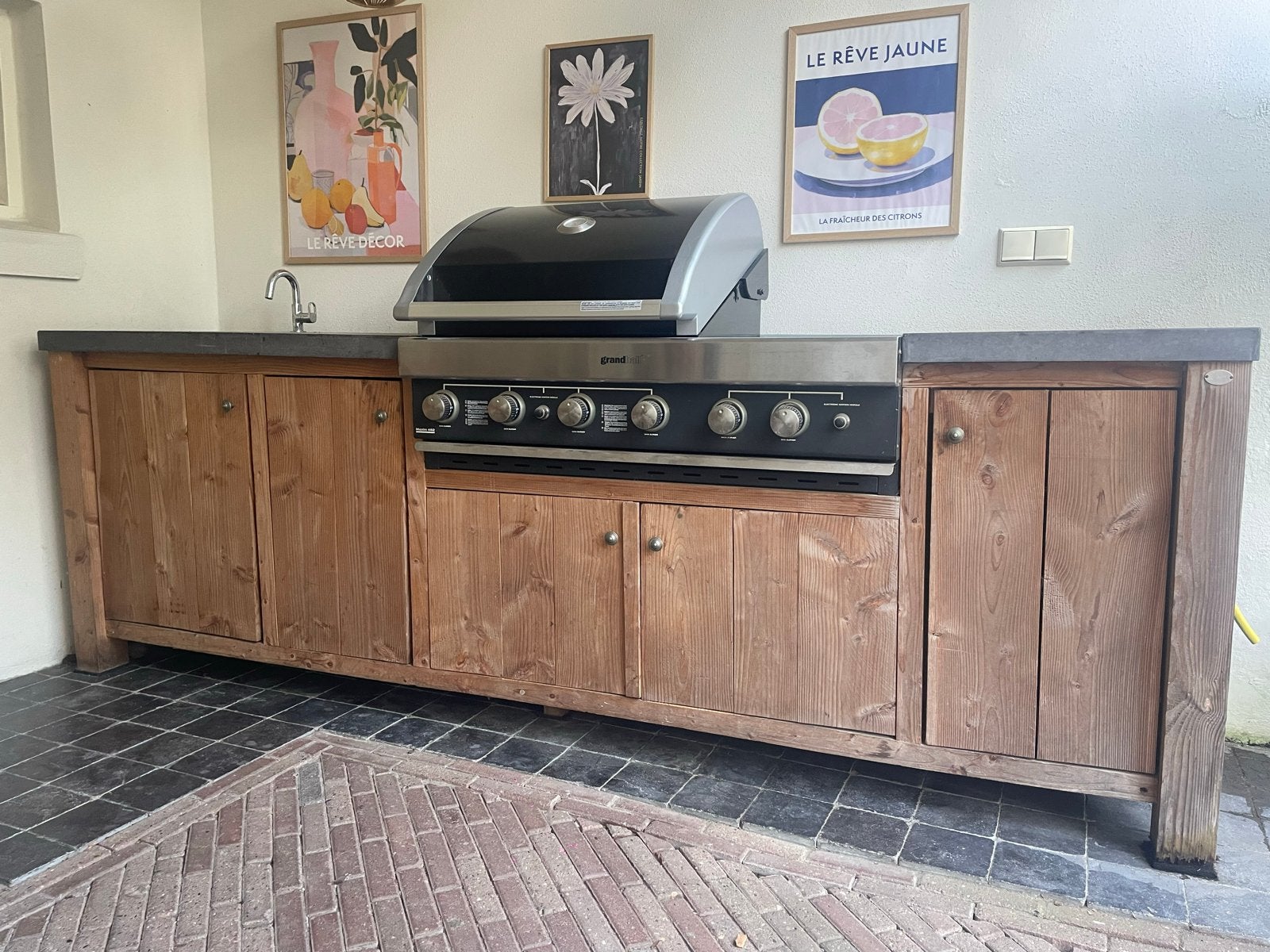 Grandhall BBQ met buitenkeuken - Zo goed als nieuw!, Ophalen, Zo goed als nieuw