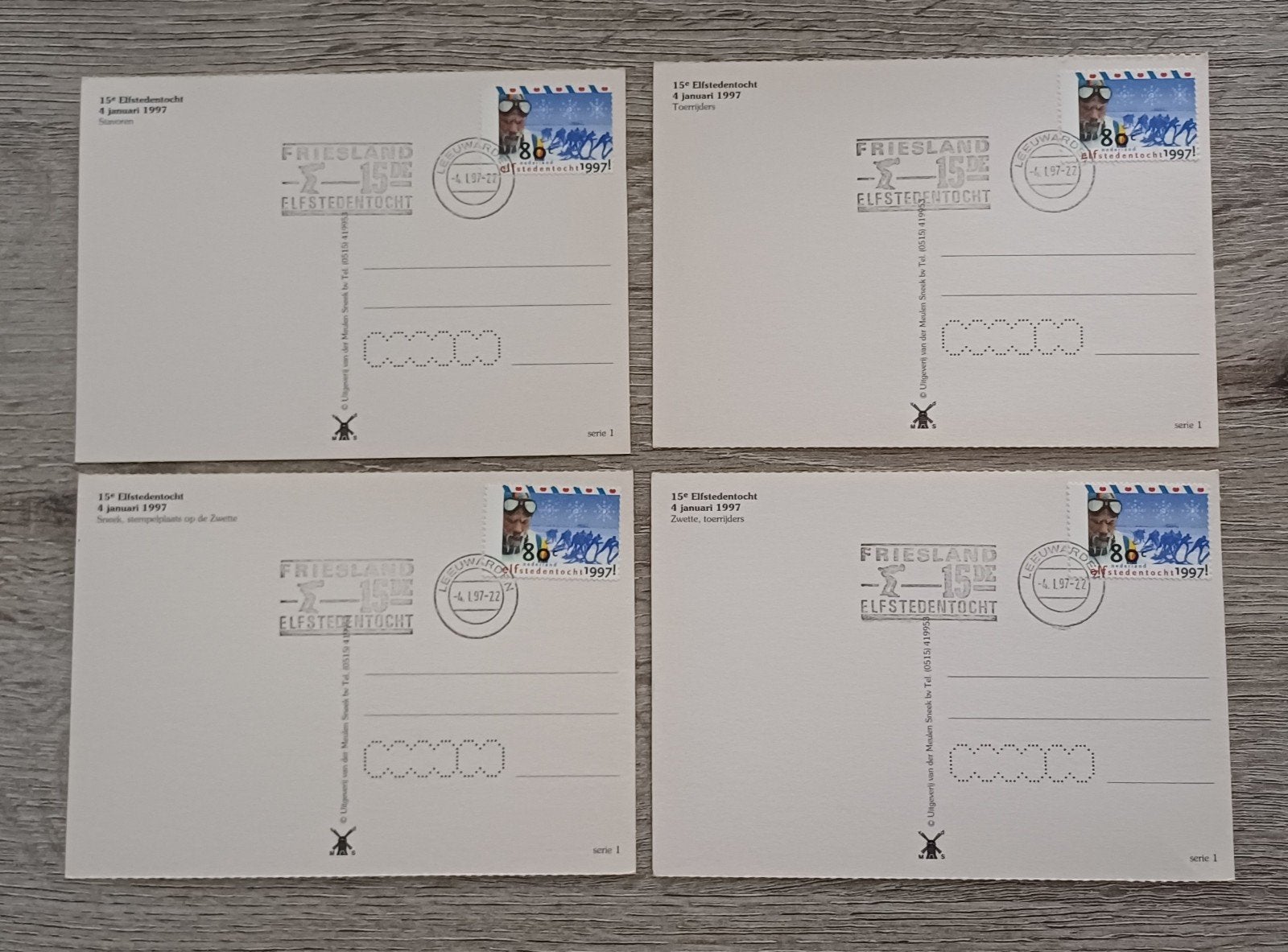 Postzegels en ansichtkaarten van Elfstedentocht 1997, Postzegels en Munten, Ophalen of Verzenden, Na 1940, Gestempeld
