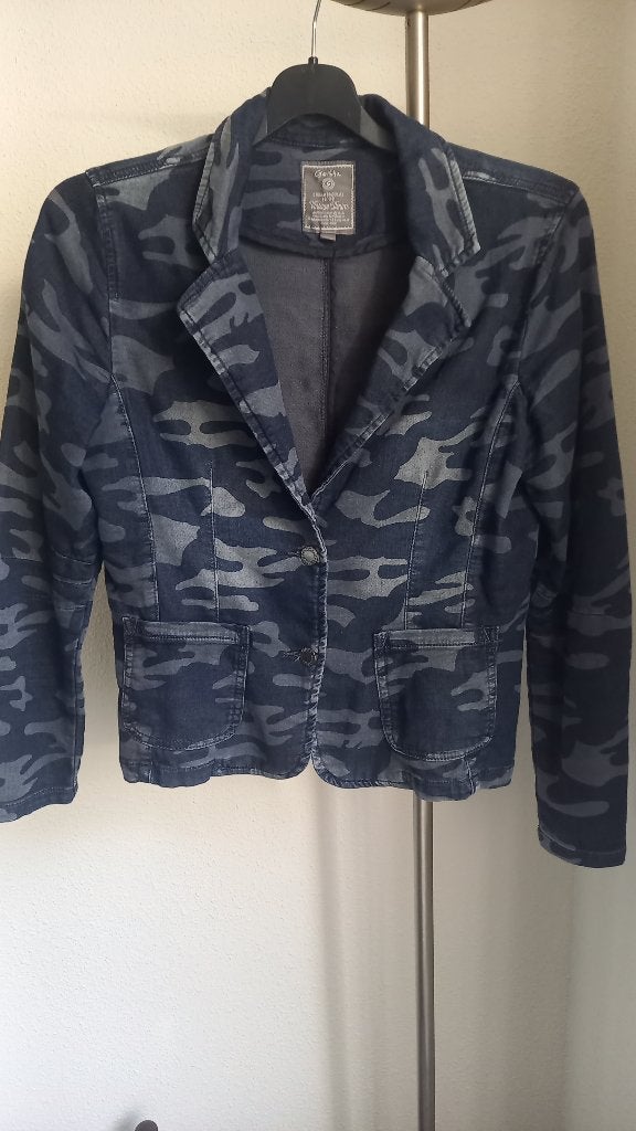 Geisha jeans jasje, blazer M    zgn, Maat 38/40 (M), Geisha, Blauw, Ophalen of Verzenden