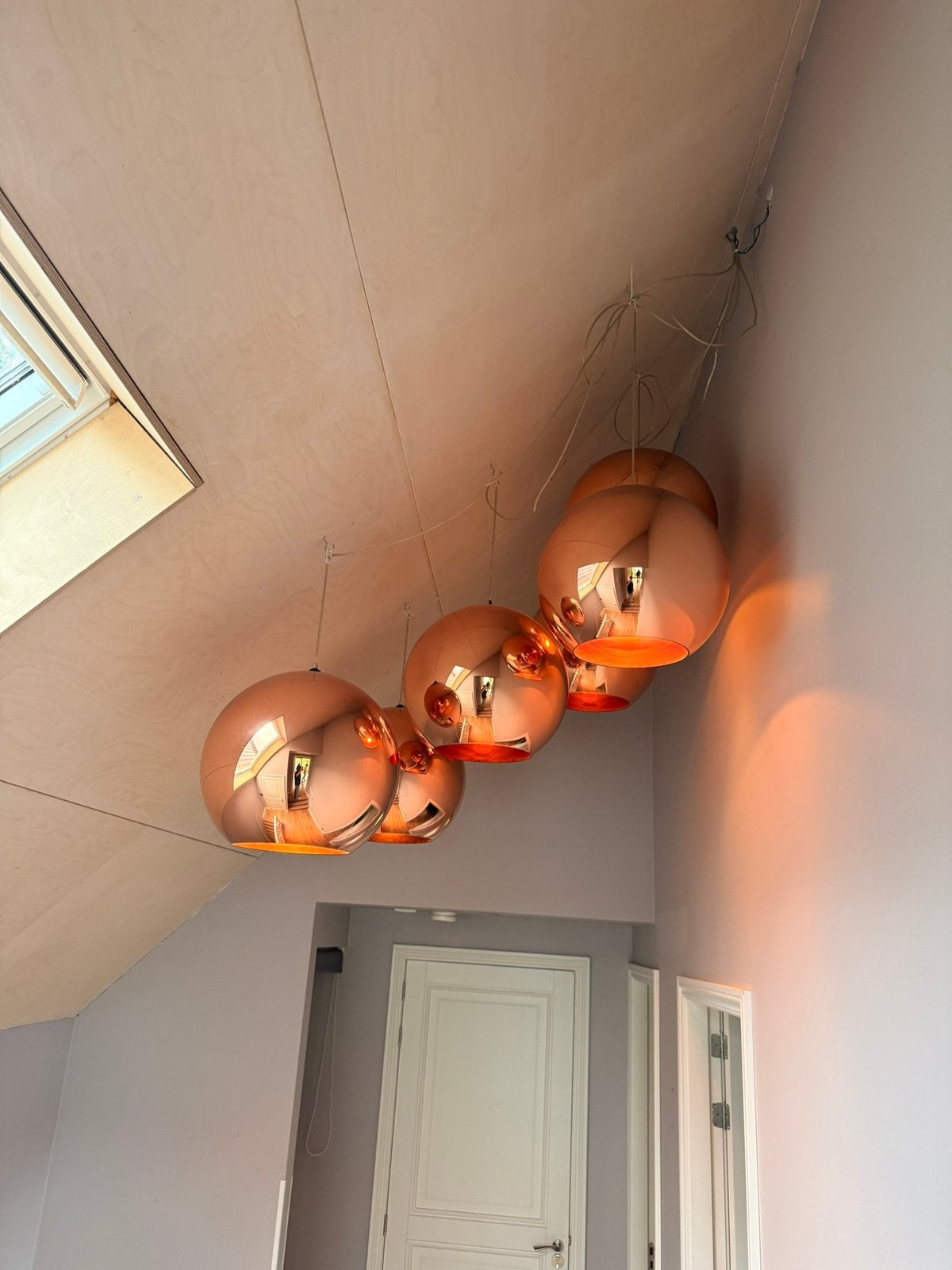 6 stuks Tom Dixon copper shade hanglampen 45 cm replicas, Ophalen, Zo goed als nieuw