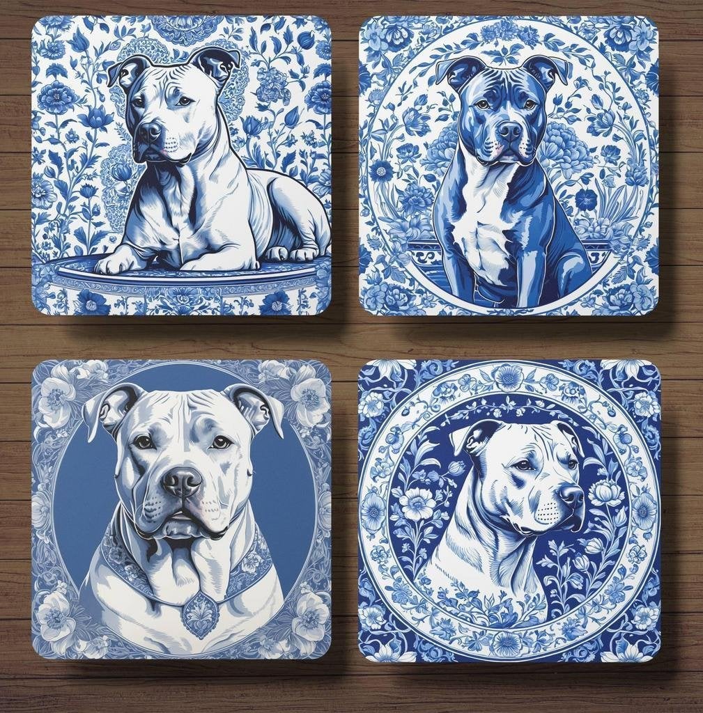 Amerikaanse Stafford Delfts Blauw onderzetters met houder, Ophalen of Verzenden, Nieuw