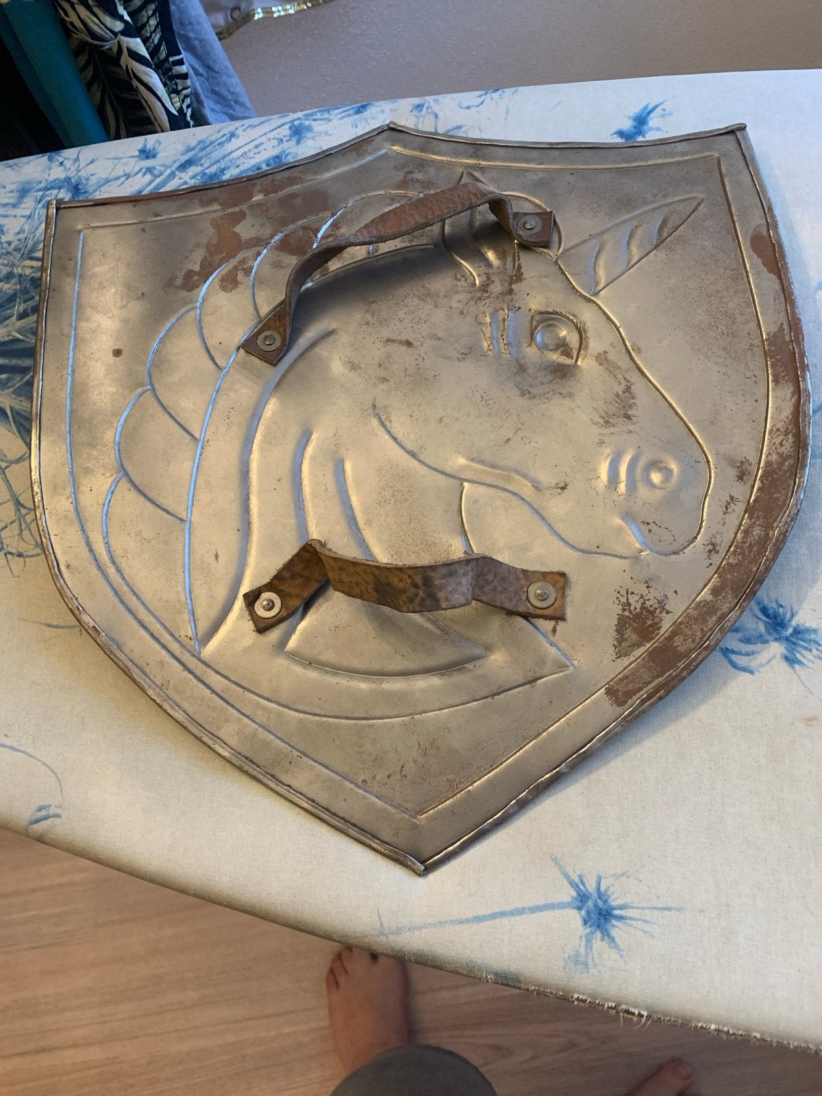 Vintage metal speelgoed schild met eenhoorn, Ophalen of Verzenden, Gebruikt
