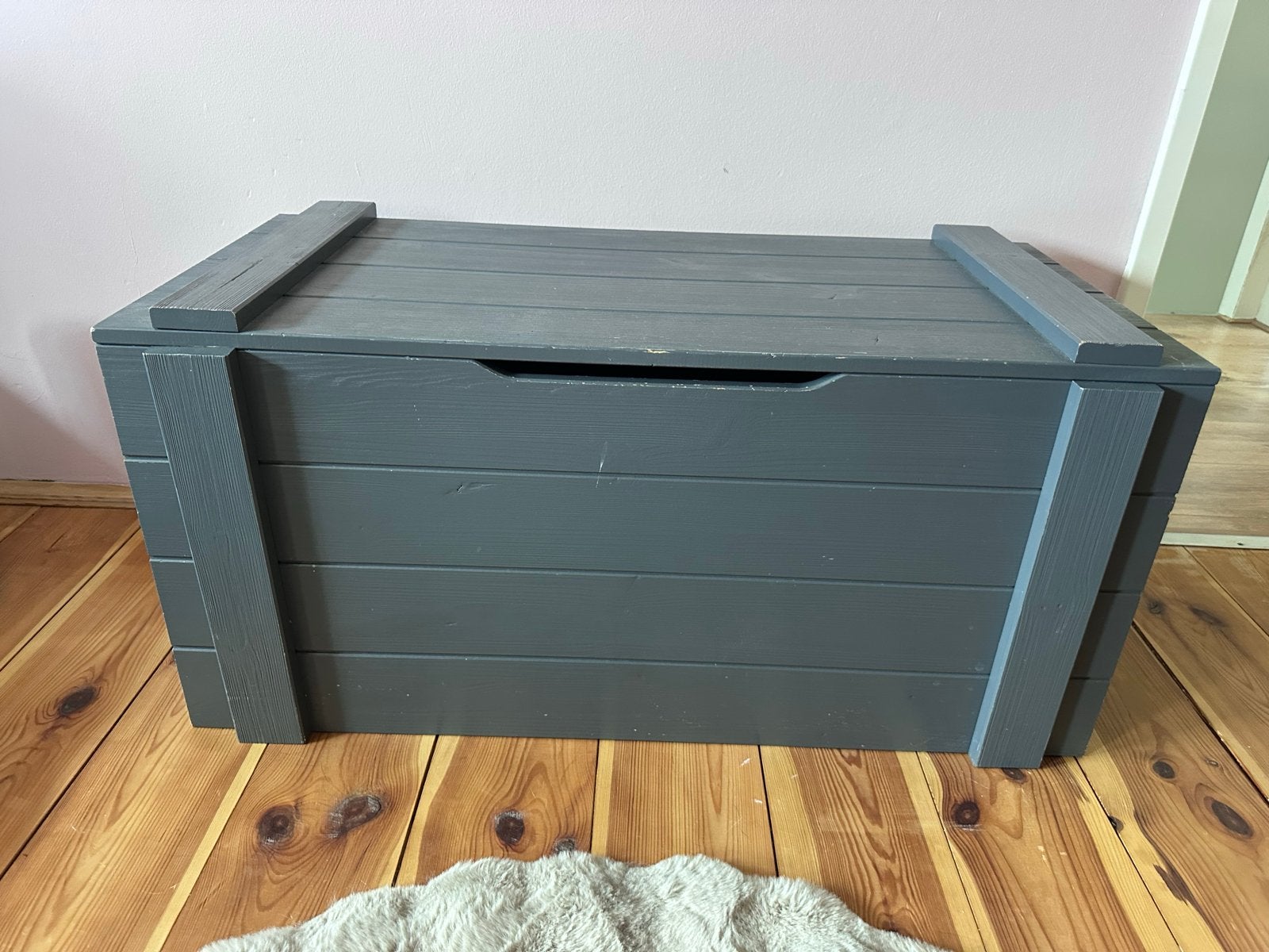 Grijze houten opbergkist / speelgoedkist, Ophalen, Minder dan 50 cm, Gebruikt, 50 tot 100 cm