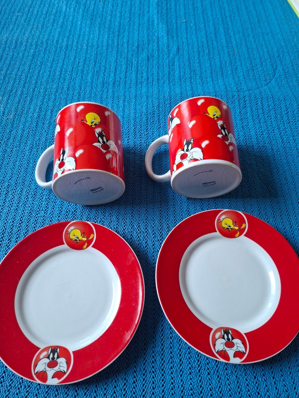 Looney Tunes Servies: 2 Mokken  - Sylvester & Tweet, Gebruikt, Overige merken, Keramiek, Overige stijlen