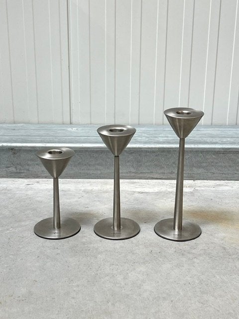 Gero kaarsenstandaard 3x jaren 90 design kaarsenhouders RVS, Gebruikt, ., Ophalen of Verzenden, .