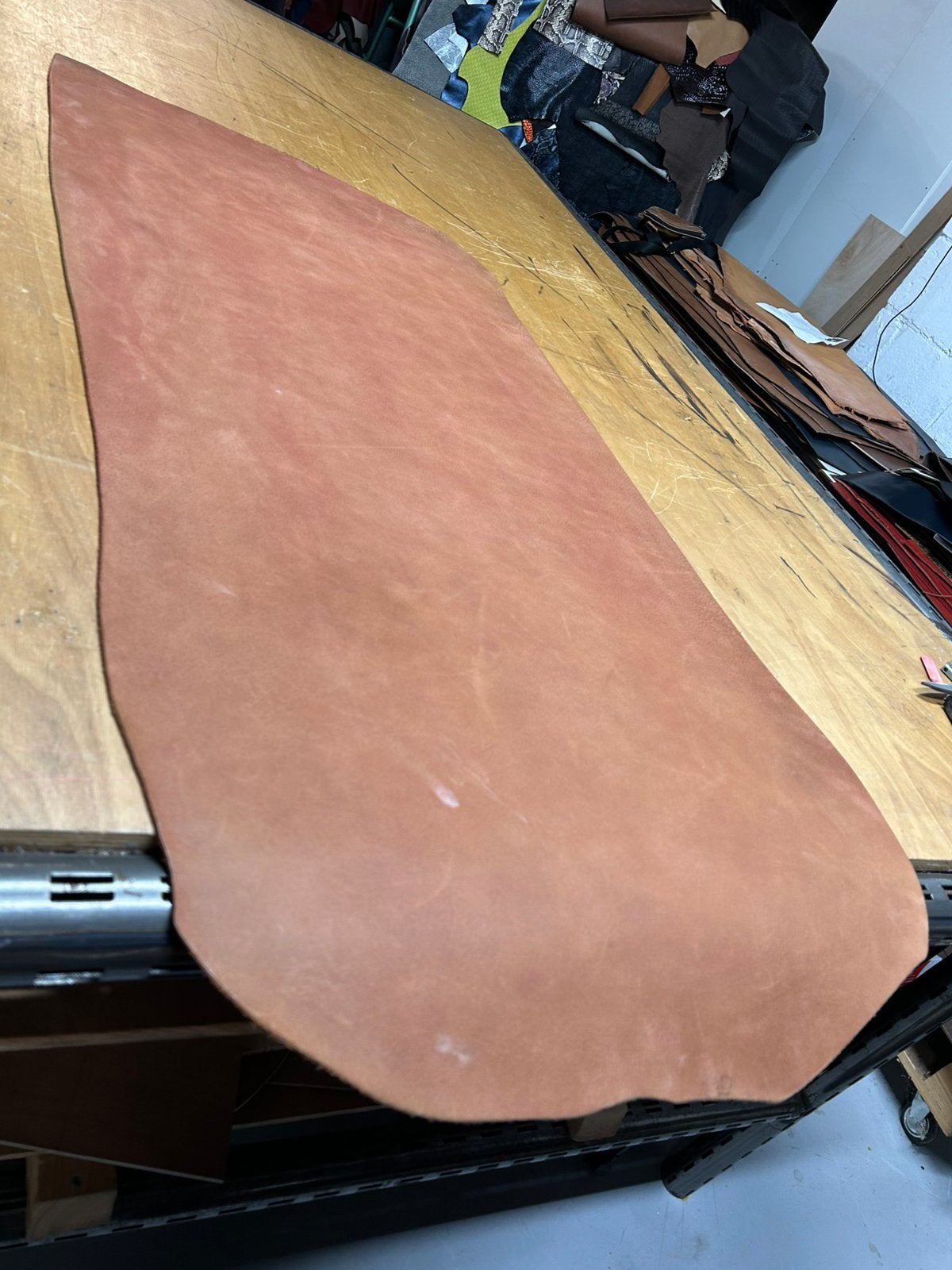 Cognac tuigleer 3 mm dikte soepel lap nr20, Leer of Kunstleer, Ophalen of Verzenden, Zo goed als nieuw, 30 tot 120 cm